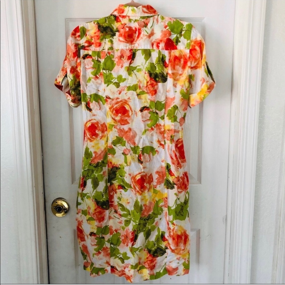JONES NEW YORK colorful floral 100% linen lightweight summer dress Size small - Picture 2 of 8